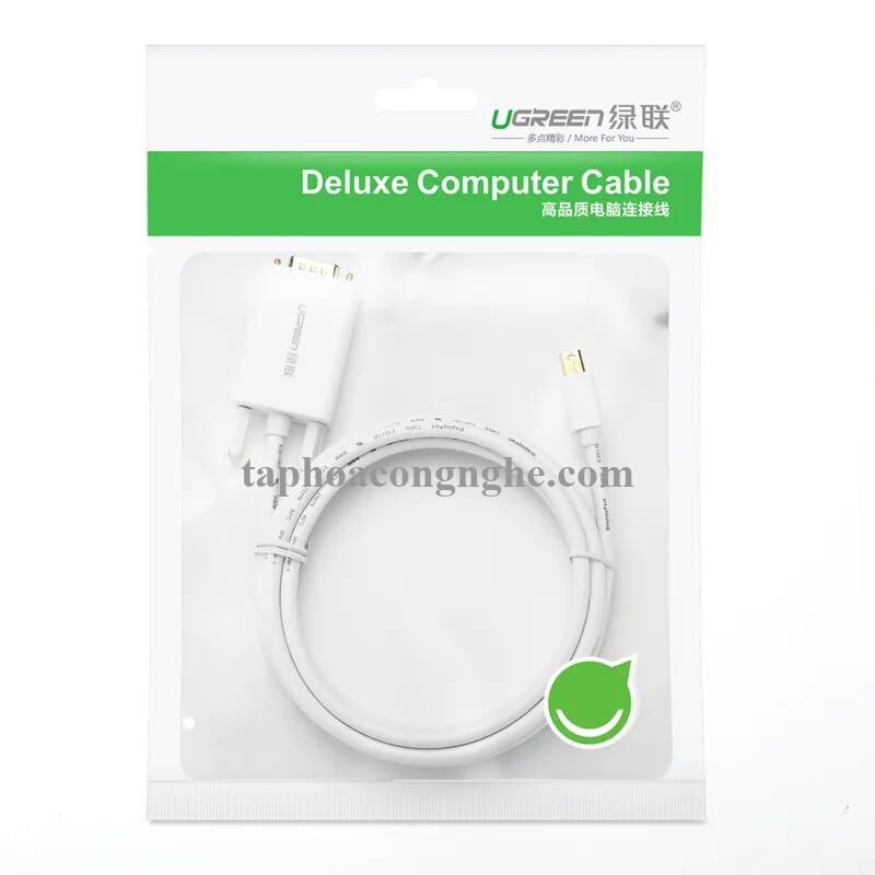 Ugreen 10444 3M Màu Trắng Cáp chuyển đổi Mini DP sang VGA hỗ trợ phân giải 1080P MD103 30010444